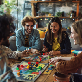 Amis en train de jouer à des jeux de société